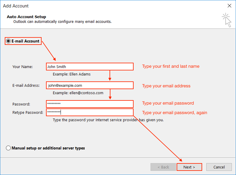 how to add email to outlook 2016