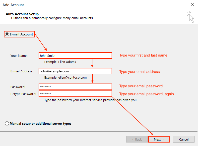 add email account in outlook 2016