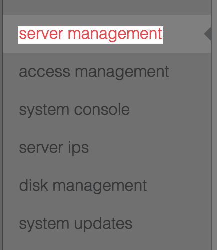 The server management link.