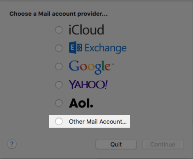 Account types in Mac Mail