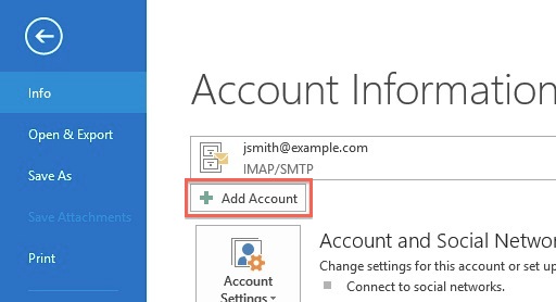 recommended account settings for outlook 2013