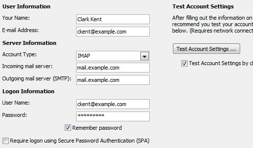 setting outlook account