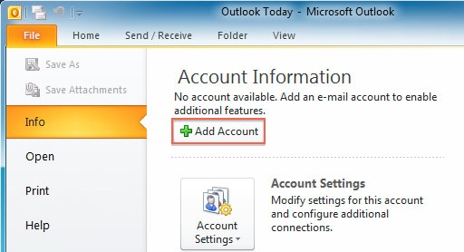 add account to outlook