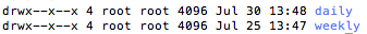 Output of the ls -Al /backup/cpbackup command.