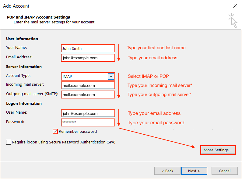find outlook account settings